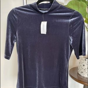 NWT Banana Republic Blue Velvet Mock-Neck Shirt *Size Small*